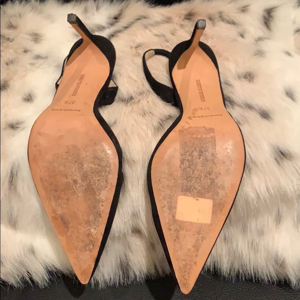 Black Suede Manolo Blahnik “Carolyne” Slingbacks - Picture 4 of 5
